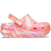 Sandália crocs marbled cutie clog infanto juvenil papaya/multi