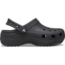 Sandália crocs plataform glitter clog black