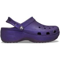 Sandália crocs plataform glitter clog dark iris