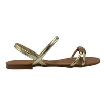 Sandália D Capri Rasteira Tiras Meia Cana Strass Dourado 319