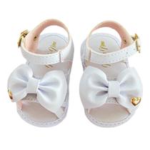 Sandália de Bebê Menina Branco com Detalhe em Coração - Mundo Nina Kids