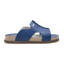 Sandalia de Couro Bicolor Papete Unissex Confort Free Rota79 cor Azul /Branco