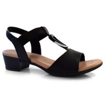 Sandália de Couro e Salto Bloco Feminina Usaflex Sandália de Couro e Salto Bloco Feminina Usaflex