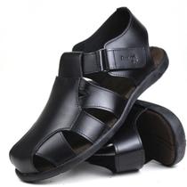 Sandália De Couro Masculina Modelo Franciscana percata Para Idosos Confortável