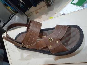 Sandália de couro masculina rústica, Rubra cor marrom