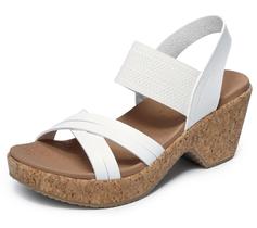 Sandália de cunha Skechers Brystol-Night Skies feminina branca 7,5