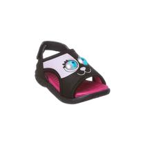 Sandália de Led Infantil Feminina Ortopé Energy Monstrinhos Booh Malooh Preto e Pink