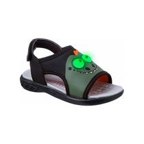 Sandália de Led Infantil Masculina Ortopé Energy Monstrinhos Booh Yagooh Verde Militar