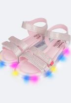 Sandália de Led Infantil Pampili Lulli Foil Holográfico Rosê e Rosa