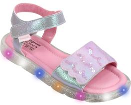 Sandália de Led Infantil Pampili Lulli Prata Holográfico Sandália de Led Infantil Pampili Lulli Prata Holográfico