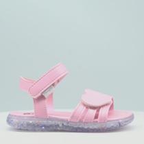 Sandália de Led Infantil Pampili Mini Coração Rosa 757.008