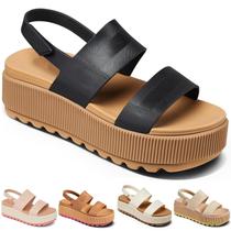 Sandália de plataforma de moda hexnart Feminina Preta Tamanho 42