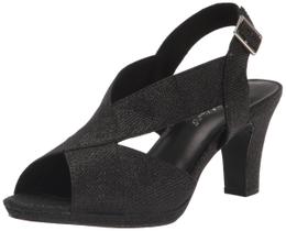Sandália de salto alto Easy Street Christy Feminina Black Glitter 6 X Wide