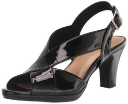 Sandália de salto alto Easy Street Christy feminina preta patenteada 6 X Wide Sandália de salto alto Easy Street Christy feminina preta patenteada 6 X Wide