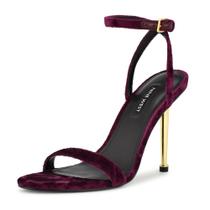Sandália de salto alto Nine West Reina2 feminina em veludo roxo 500
