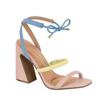 Sandália de salto amarração Vizzano Rosa/Jeans/Amarelo Ref.: 6403.205