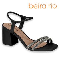 Sandalia De Salto Beira Rio Original Feminino Salto Bloco Elegante Tiras Com Stras Calce Facil Lancamento Brilho Fashion