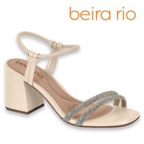 Sandalia De Salto Beira Rio Original Feminino Salto Bloco Elegante Tiras Com Stras Calce Facil Lancamento Brilho Fashion