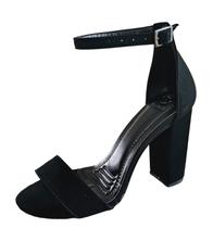 Sandália de Salto Bloco 10 cm Feminina Glamour em Fivela 042