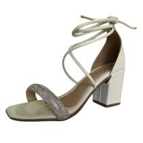 Sandália de Salto Bloco Alto tira Grossa de Brilho 075-04