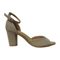 Sandália de Salto Bloco Glitter Feminino Vizzano 6262.406 Dourado