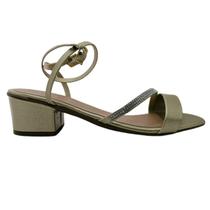 Sandália de Salto Careflex com Brilho e Tiras de Amarração