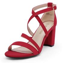 Sandália de Salto DREAM PAIRS MADISON Vermelho Camurça Salto 7,8 cm Sandália de Salto DREAM PAIRS MADISON Vermelho Camurça Salto 7,8 cm
