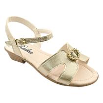 Sandália de Salto Infantil Menina Salomé Coração Dourado Sandália de Salto Infantil Menina Salomé Coração Dourado