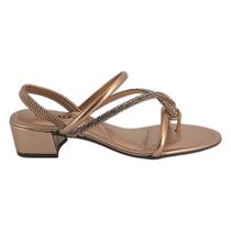 Sandalia Dedo Via Uno Feminina Salto Baixo Grosso Elastico Brilho Tiras