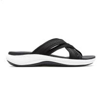 Sandália deslizante Clarks Mira Isle para mulheres, preta, têxtil, 6,5 EUA