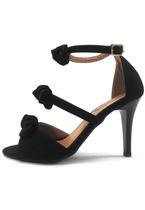 Sandália Dravanna Salto Alto Fino Laço Preto