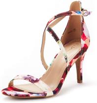 Sandália DREAM PAIRS DOLCE Floral com Bico Aberto e Salto Stiletto
