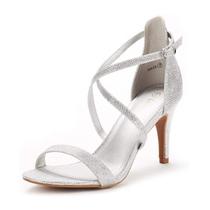 Sandália DREAM PAIRS Dolce Prata Glitter Bico Aberto 38 Sandália DREAM PAIRS Dolce Prata Glitter Bico Aberto 38