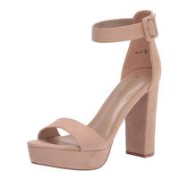 Sandália DREAM PAIRS HI-LO Plataforma Salto Grosso Nude Camurça 39.5