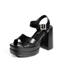Sandália DREAM PAIRS Plataforma Salto Grosso Bico Quadrado Preta 11 Sandália DREAM PAIRS Plataforma Salto Grosso Bico Quadrado Preta 11
