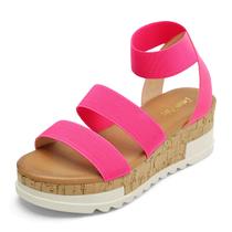 Sandália DREAM PAIRS REED-1 Rosa Neon Plataforma Anabela 6 cm Sandália DREAM PAIRS REED-1 Rosa Neon Plataforma Anabela 6 cm
