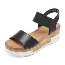 Sandália DREAM PAIRS REED-2 Preta Plataforma Anabela Salto 6 cm