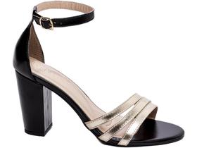 Sandália Elegância Noturna Salto 8,5 cm - Preta e Dourada