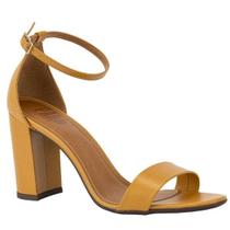 Sandália em Couro Salto Bloco Modelo Gisele - Parô Brasil - Caramelo
