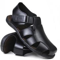 Sandália Fechada Casual Masculino Couro Látego