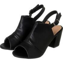 Sandália Fechada Salto Alto Grosso Confortável Fechada