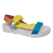 Sandália Fem Beira Rio Elástico Branco+Amarelo 8387.505