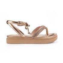 Sandália Fem Dakota Flatform Brilho Dourado Y7632-0002