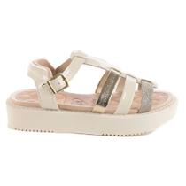 Sandália Fem Molekinha Flatform Off White/Dourado 2303.620