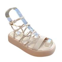 Sandália Fem Ramarim Plataforma Entrelace Creme 23-39205