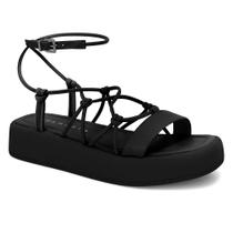 Sandália Fem Ramarim Plataforma Entrelace Preto 23-39205