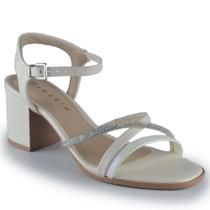 Sandália Fem Ramarim Salto Bloco Brilho Off White 24-31204