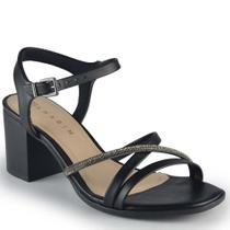 Sandália Fem Ramarim Salto Bloco Brilho Preto 24-31204