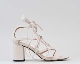 Sandália Feminina Amarrar CBK Salto Alto Grosso Couro Bege Sandália Feminina Amarrar CBK Salto Alto Grosso Couro Bege