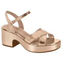 Sandália Feminina Anabela Beira Rio Metalizada Salto Bloco 8517.106.30579